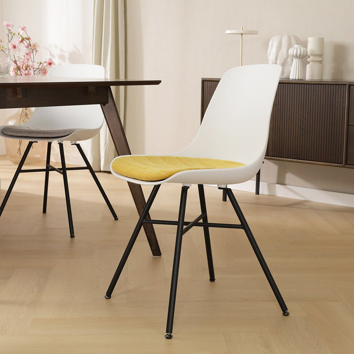 Nolon Noa-Liv Eetkamerstoel Wit - Okergeel Kussen - Zwart Onderstel