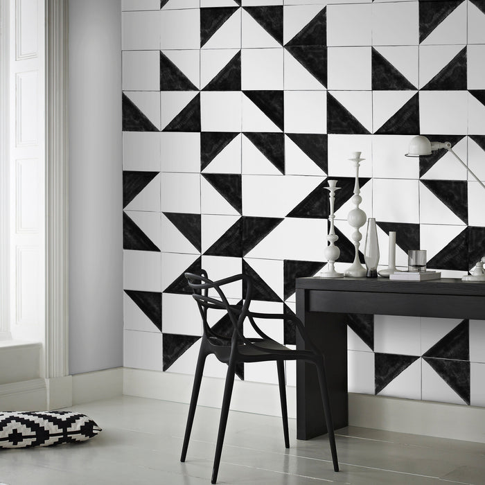 Art for the Home - Fotobehang - Geometrische Tegels - Zwart|Wit -