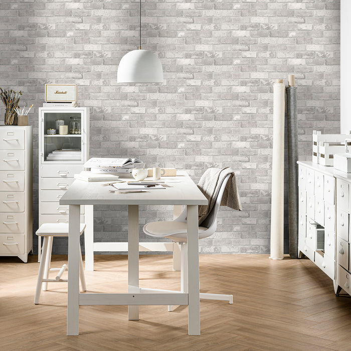 vtwonen vliesbehang Bricks Light Grey Lichtgrijs
