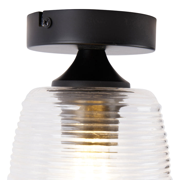 QAZQA Art deco plafondlamp zwart - Michi