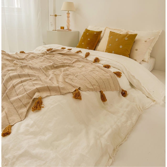 À la Shells Linnen Sierkussen - Natural