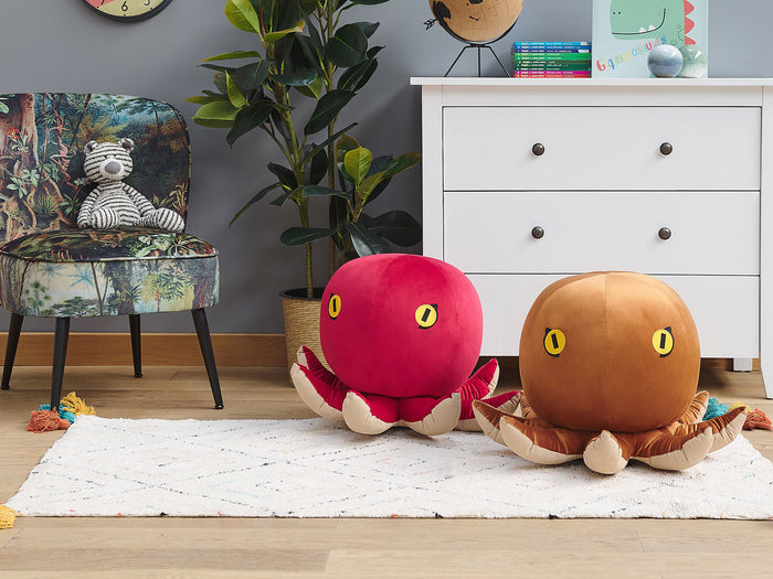 Beliani - OCTOPUS - Hocker - Bruin - Fluweel