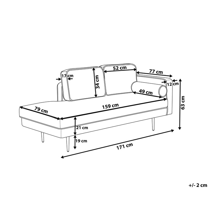 Beliani - MIRAMAS - Chaise longue - Zwart - Rechterzijde - Fluweel
