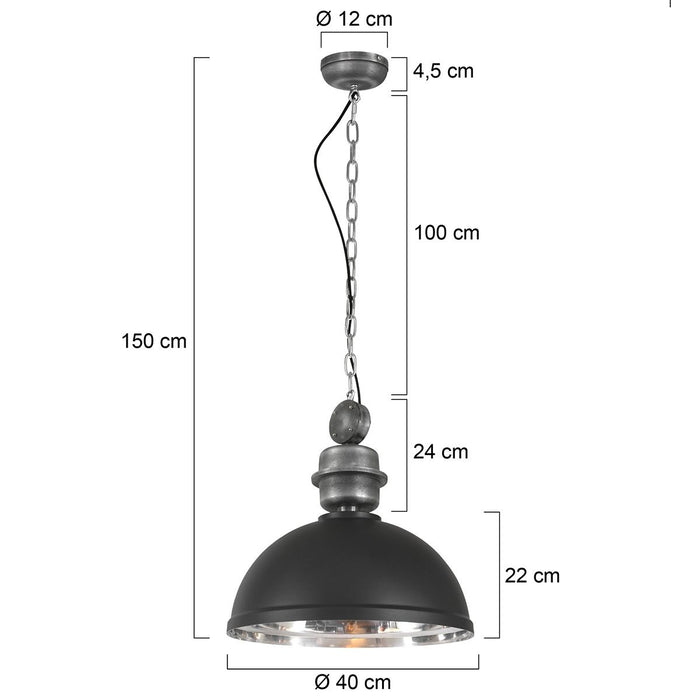 Mexlite Hanglamp Gaeve Ø 40 cm zwart