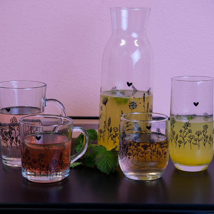 Clayre & Eef Karaf 1000 ml Glas Bloemen Waterkan