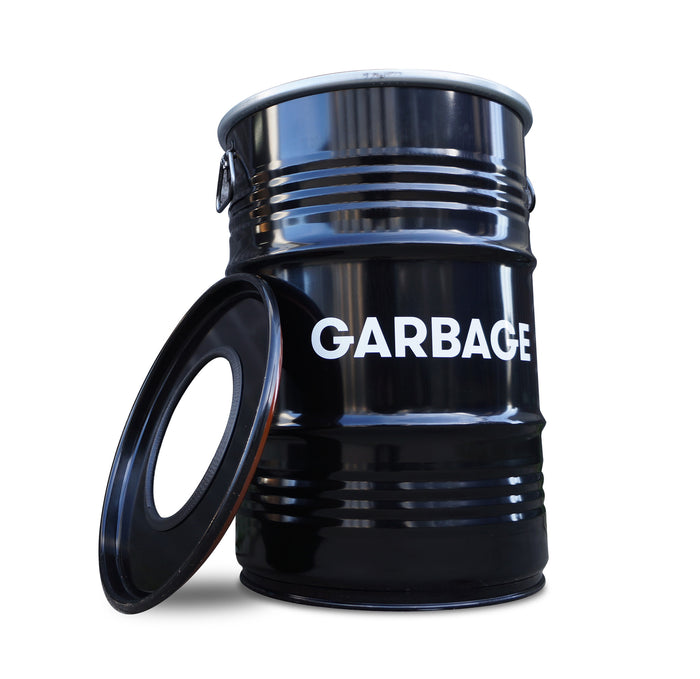 BinBin Hole garbage industriële prullenbak 60 Liter olievat zwart -
