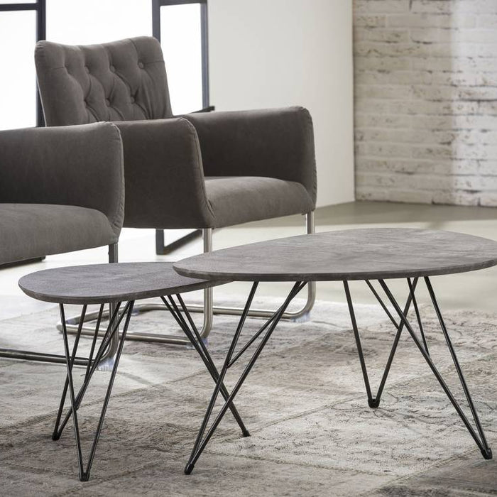 Duverger Salontafel - MDF-blad - grijze betonlook - 3D texture -