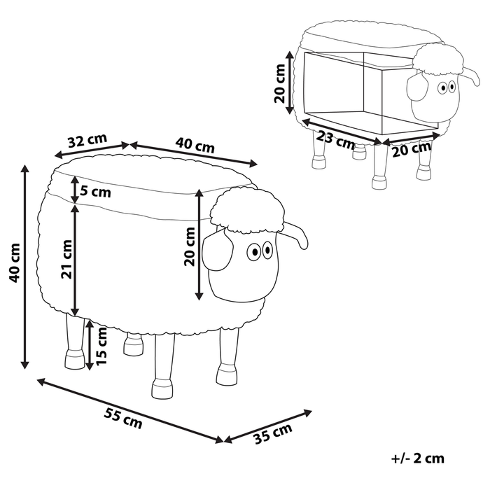 Beliani - SHEEP - Hocker - Grijs - Polyester