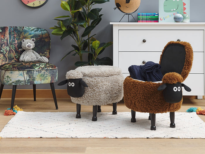 Beliani - SHEEP - Hocker - Grijs - Polyester