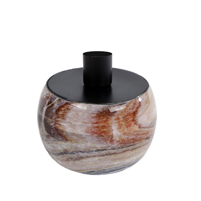 Dulaire Kaarsenhouder|Kandelaar Marmer Bruin Zwart 9.5 cm