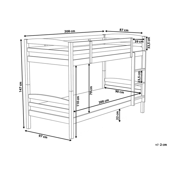 Beliani - REGAT - Stapelbed - Wit - 90 x 200 cm - Dennenhout