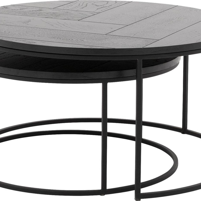 Goossens Salontafel Carte - Visgraat in Eiken gelakt zwart