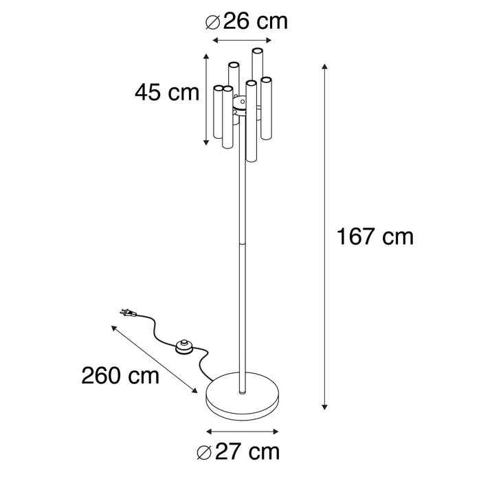 QAZQA Art Deco vloerlamp zwart 12-lichts - Tubi