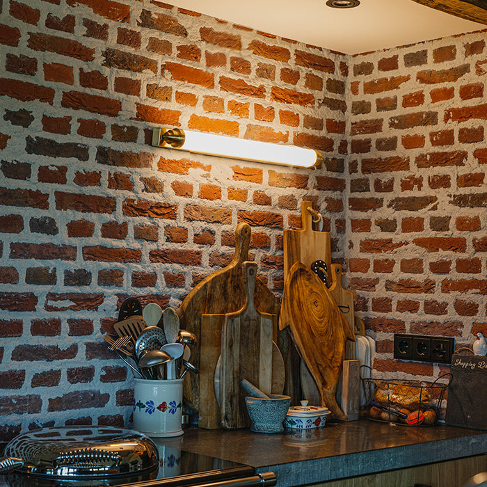 QAZQA Wandlamp wit met goud incl. LED 3-staps dimbaar IP44 - Yordi