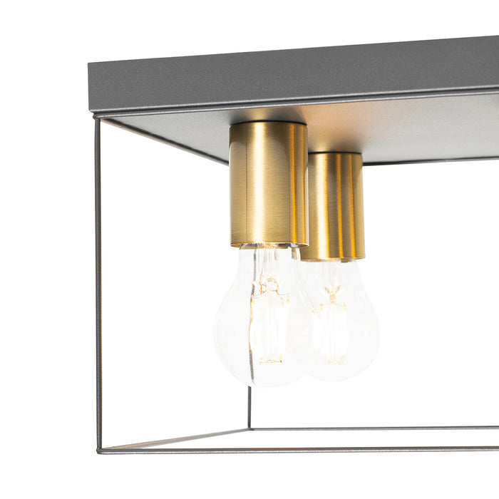 QAZQA Minimalistische plafondlamp zwart met goud 4-lichts vierkant -