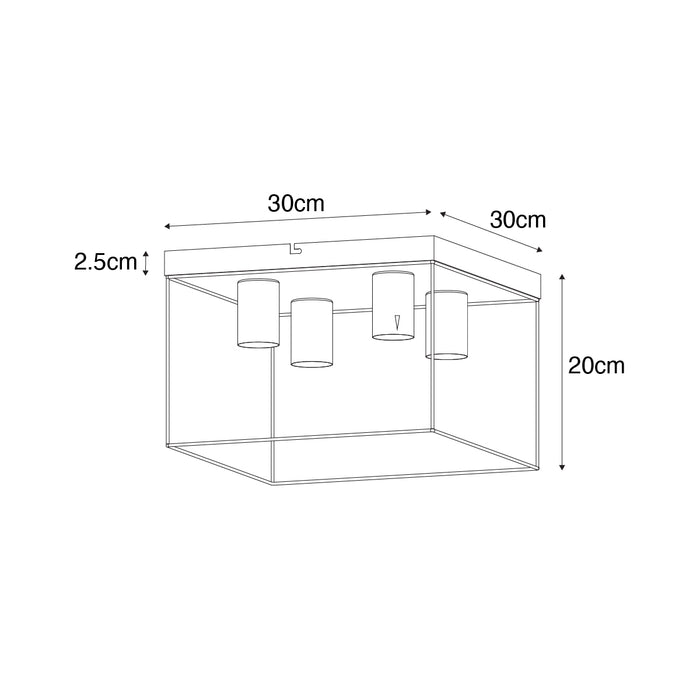 QAZQA Minimalistische plafondlamp zwart met goud 4-lichts vierkant -