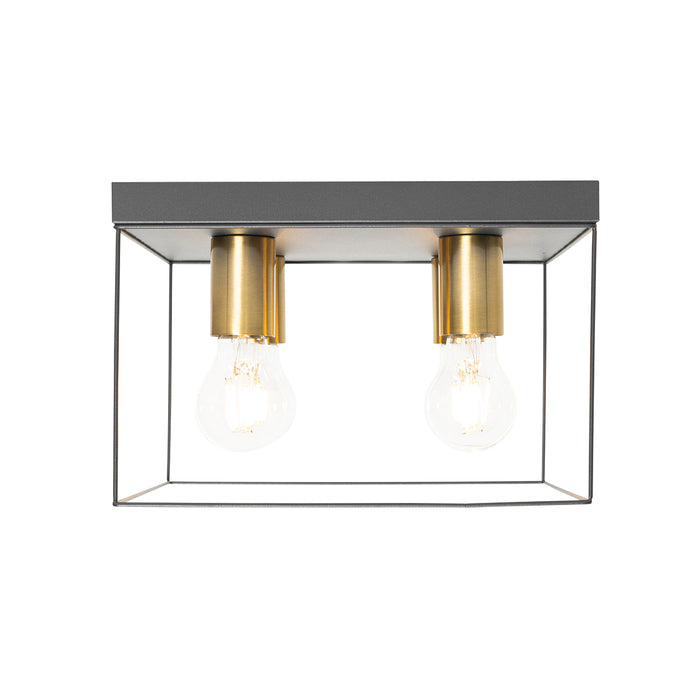 QAZQA Minimalistische plafondlamp zwart met goud 4-lichts vierkant -