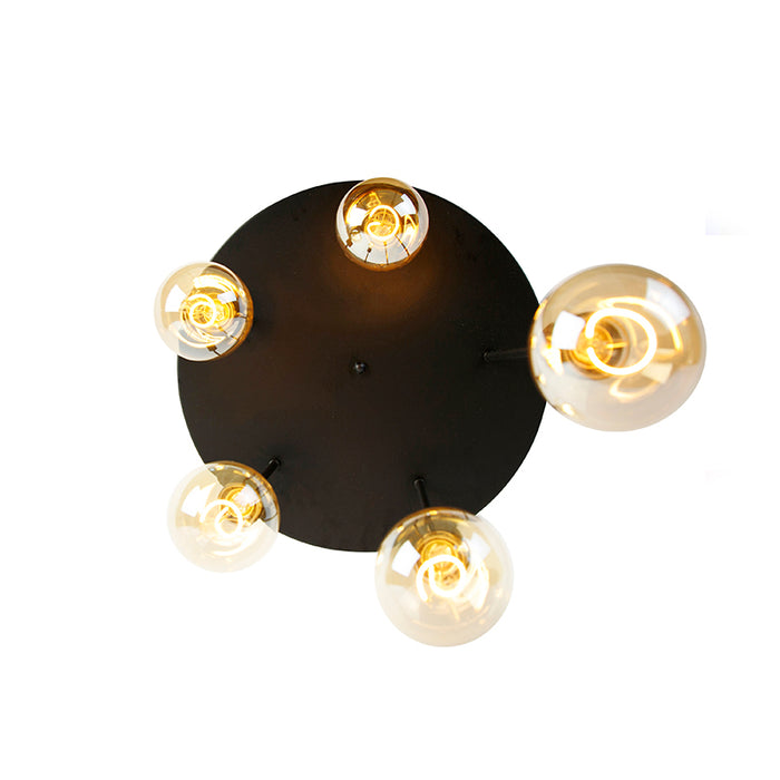 QAZQA Moderne plafondlamp zwart 5-lichts - Facil