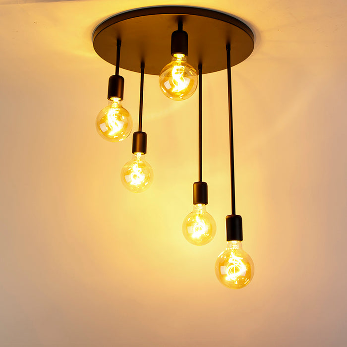 QAZQA Moderne plafondlamp zwart 5-lichts - Facil