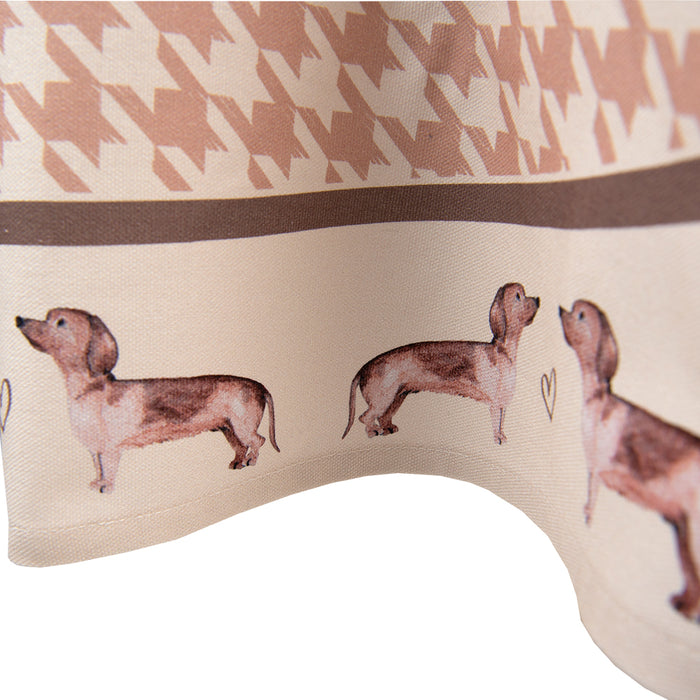 Clayre & Eef Tafelkleed Ø 170 cm Bruin Katoen Rond Teckel Tafelkleed