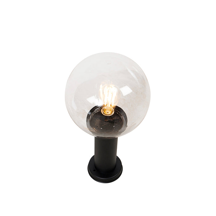 QAZQA Staande buitenlamp zwart met heldere bol 50 cm IP44 - Sfera