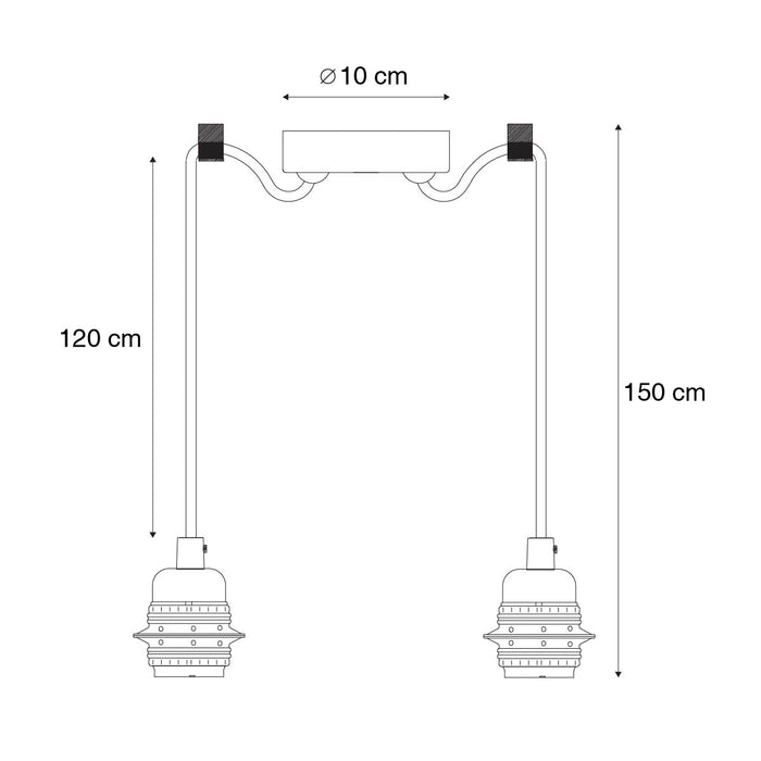 QAZQA Moderne hanglamp zwart 2-lichts - Cava