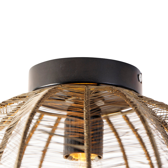 QAZQA Industriële plafondlamp brons met zwart - Dong