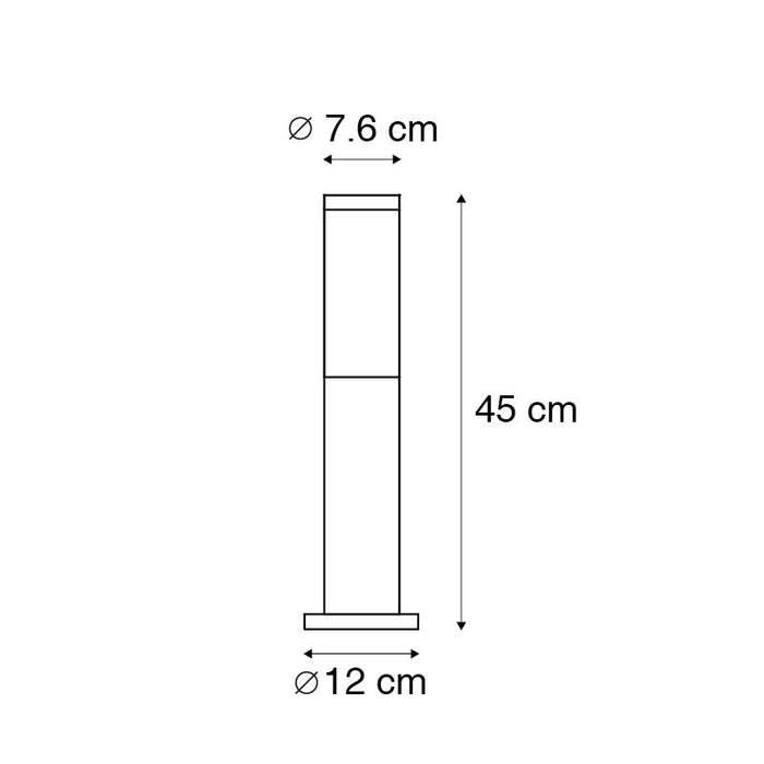 QAZQA Moderne buitenlamp paal staal 45 cm IP44 - Rox