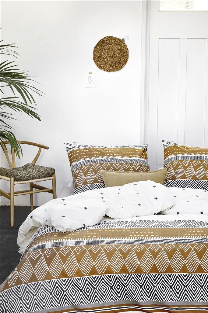 Walra - Dekbedovertrek Ikat Dreams - 240x220 - Wit | Cognac