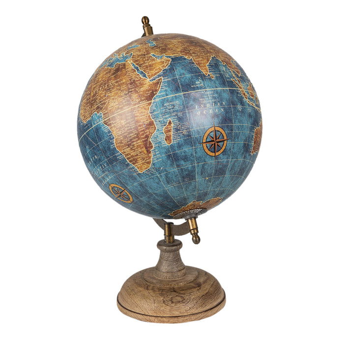 Clayre & Eef Wereldbol Ø 22x37 cm Blauw Kunststof Globe