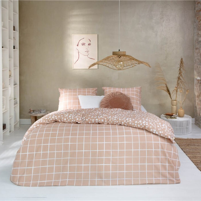 Walra - Dekbedovertrek Remade Dots & Squares - 200x220 - Terra