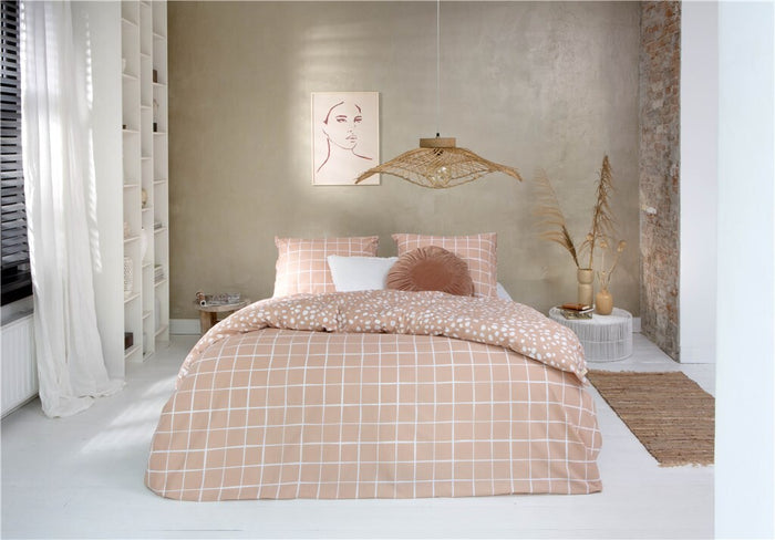 Walra - Dekbedovertrek Remade Dots & Squares - 200x220 - Terra