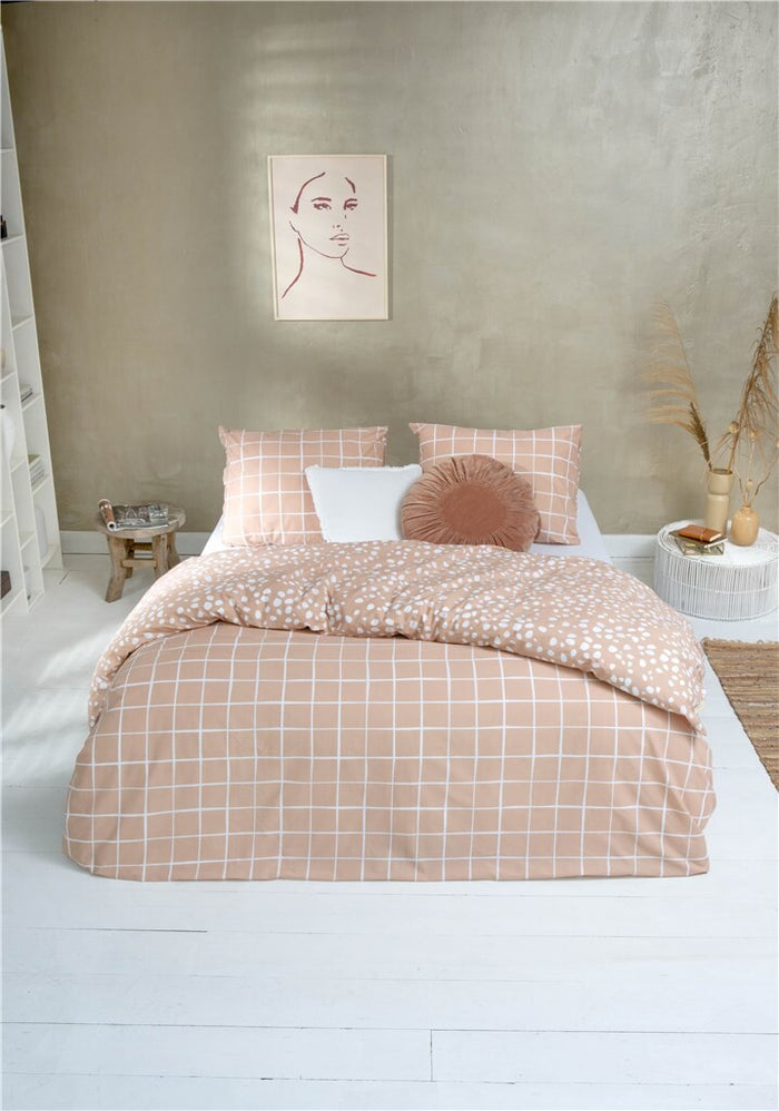 Walra - Dekbedovertrek Remade Dots & Squares - 200x220 - Terra