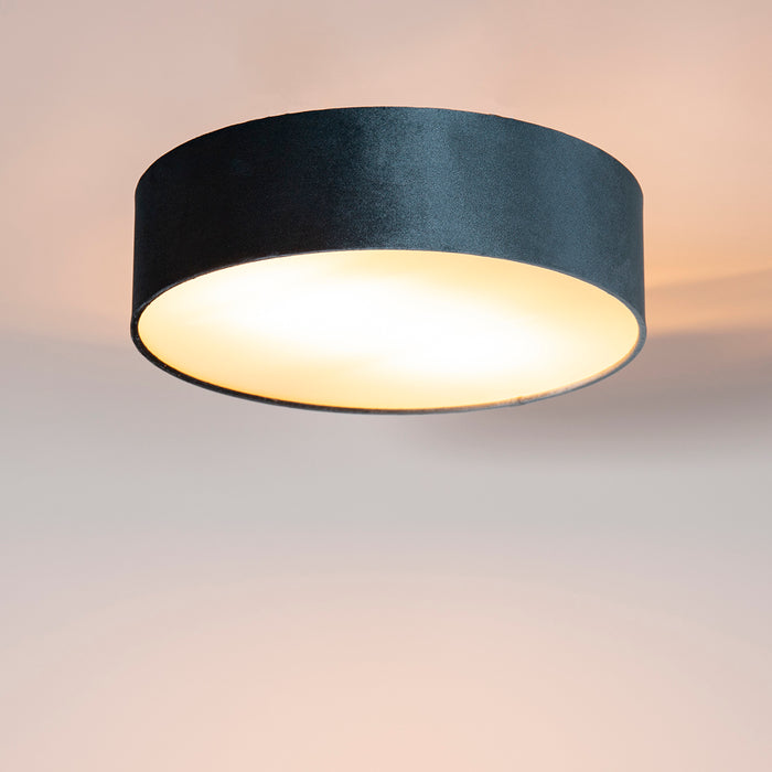 QAZQA Moderne plafondlamp blauw 40 cm met gouden binnenkant - Drum