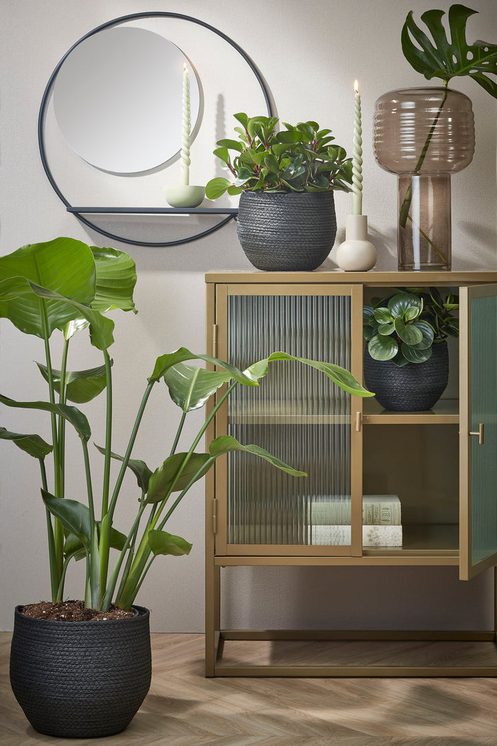 Mica Decorations Phoenix Wandspiegel - B11 x Ø39 cm - Metaal - Zwart