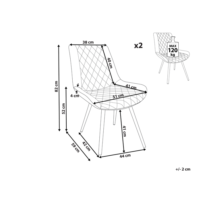 Beliani - MARIBEL - Eetkamerstoel - Lichtgrijs - Kunstleer