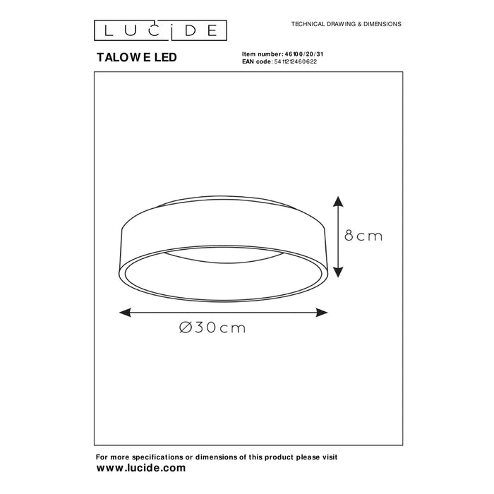 Lucide TALOWE LED Plafonnière - Wit