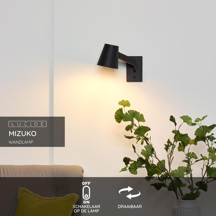 Lucide MIZUKO Wandlamp - Zwart