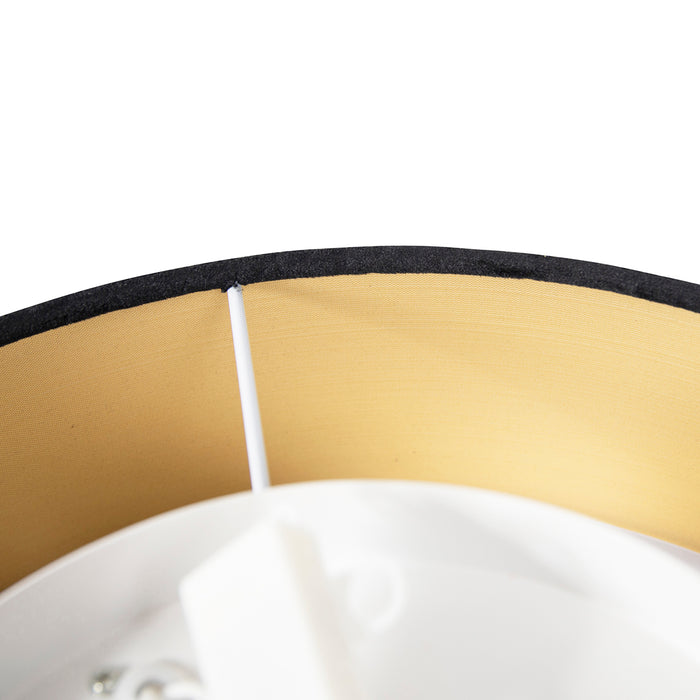 QAZQA Moderne plafondlamp zwart 40 cm met gouden binnenkant - Drum