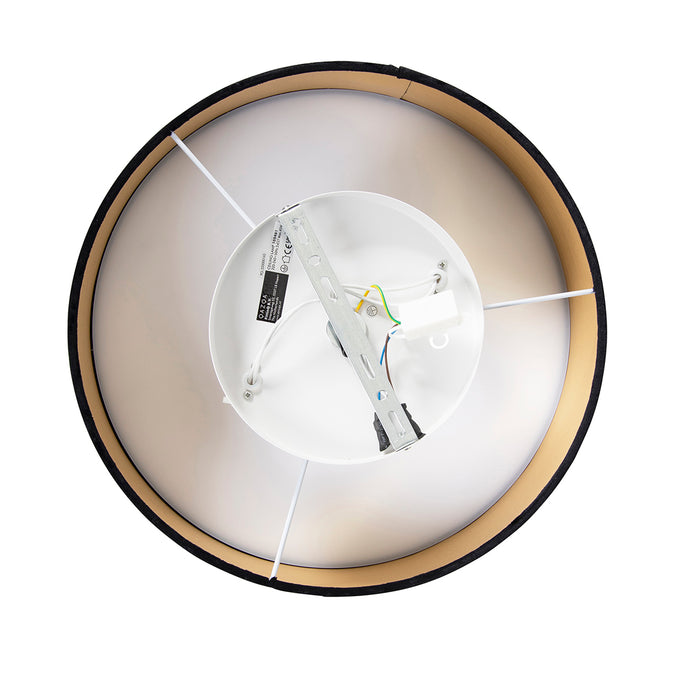QAZQA Moderne plafondlamp zwart 40 cm met gouden binnenkant - Drum