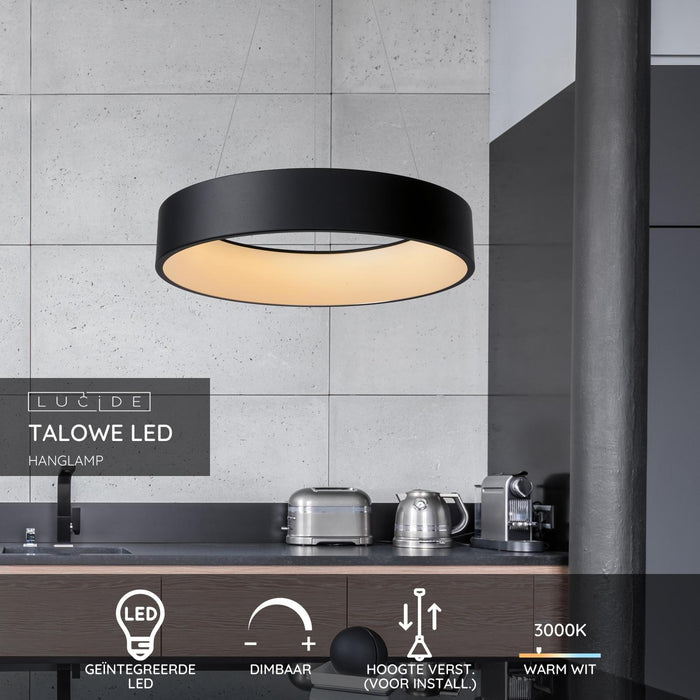 Lucide TALOWE LED Hanglamp - Zwart