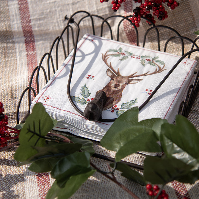 Clayre & Eef Servetten Papier Set van 20 33x33 cm (20) Wit Bruin