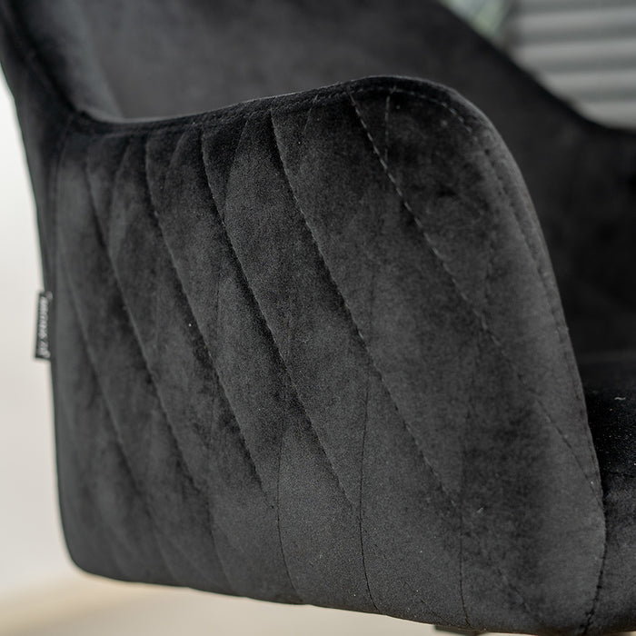 Bronx71 Velvet eetkamerstoel Furtado draaibaar zwart