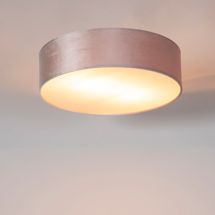 QAZQA Moderne plafondlamp roze 40 cm met gouden binnenkant - Drum