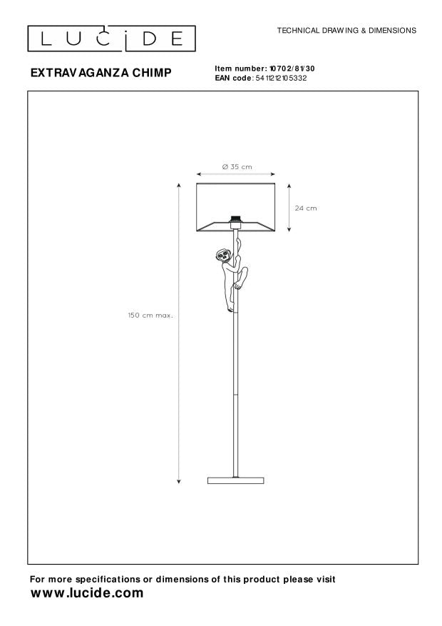 Lucide EXTRAVAGANZA CHIMP Vloerlamp - Zwart