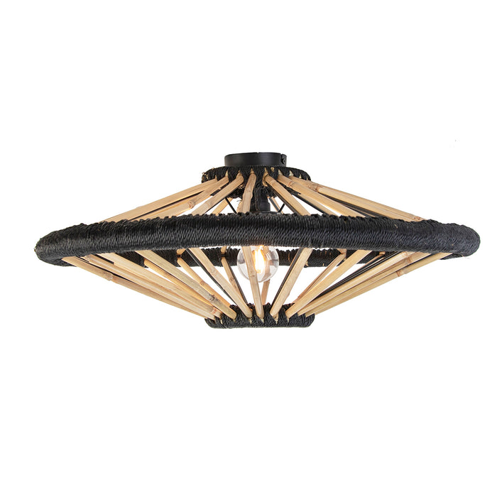 QAZQA Oosterse plafondlamp bamboe met zwart 60 cm - Evalin