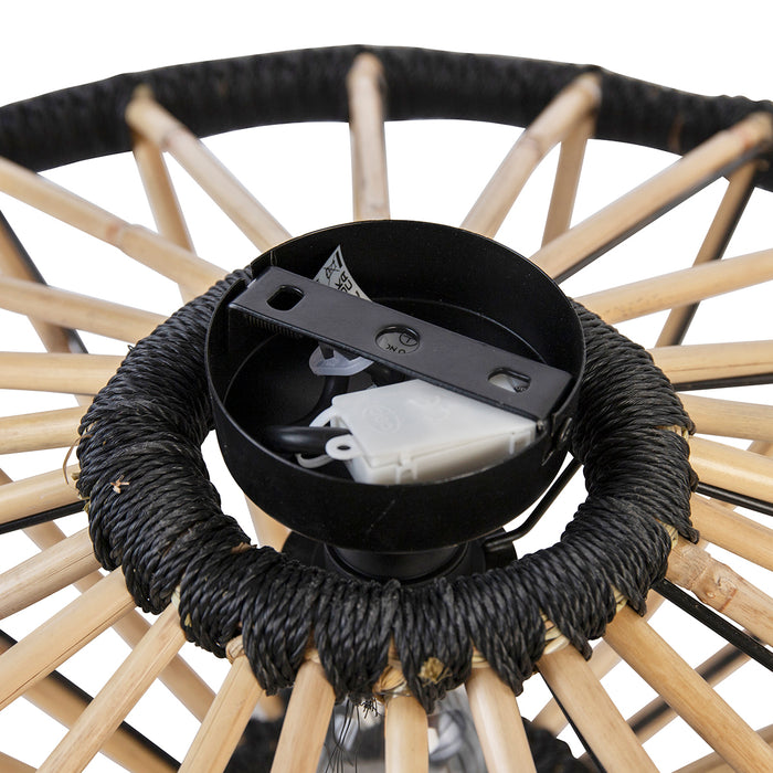 QAZQA Oosterse plafondlamp bamboe met zwart 60 cm - Evalin