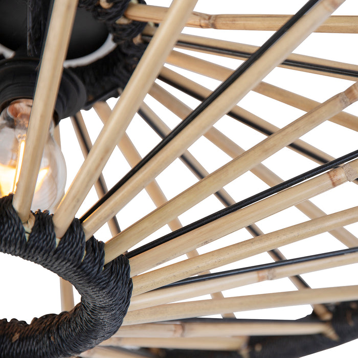 QAZQA Oosterse plafondlamp bamboe met zwart 60 cm - Evalin