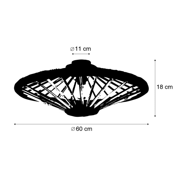QAZQA Oosterse plafondlamp bamboe met zwart 60 cm - Evalin
