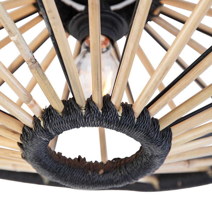 QAZQA Oosterse plafondlamp bamboe met zwart 60 cm - Evalin